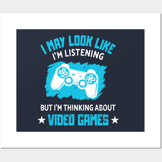 Gamer Thinking About Video Games Console Player Gift Wall Art by Lomitasu